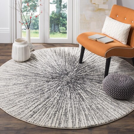 Safavieh Evoke Contemporary Round Power Loomed Rugs Black & Ivory - 8 x 8 ft. EVK228K-8R